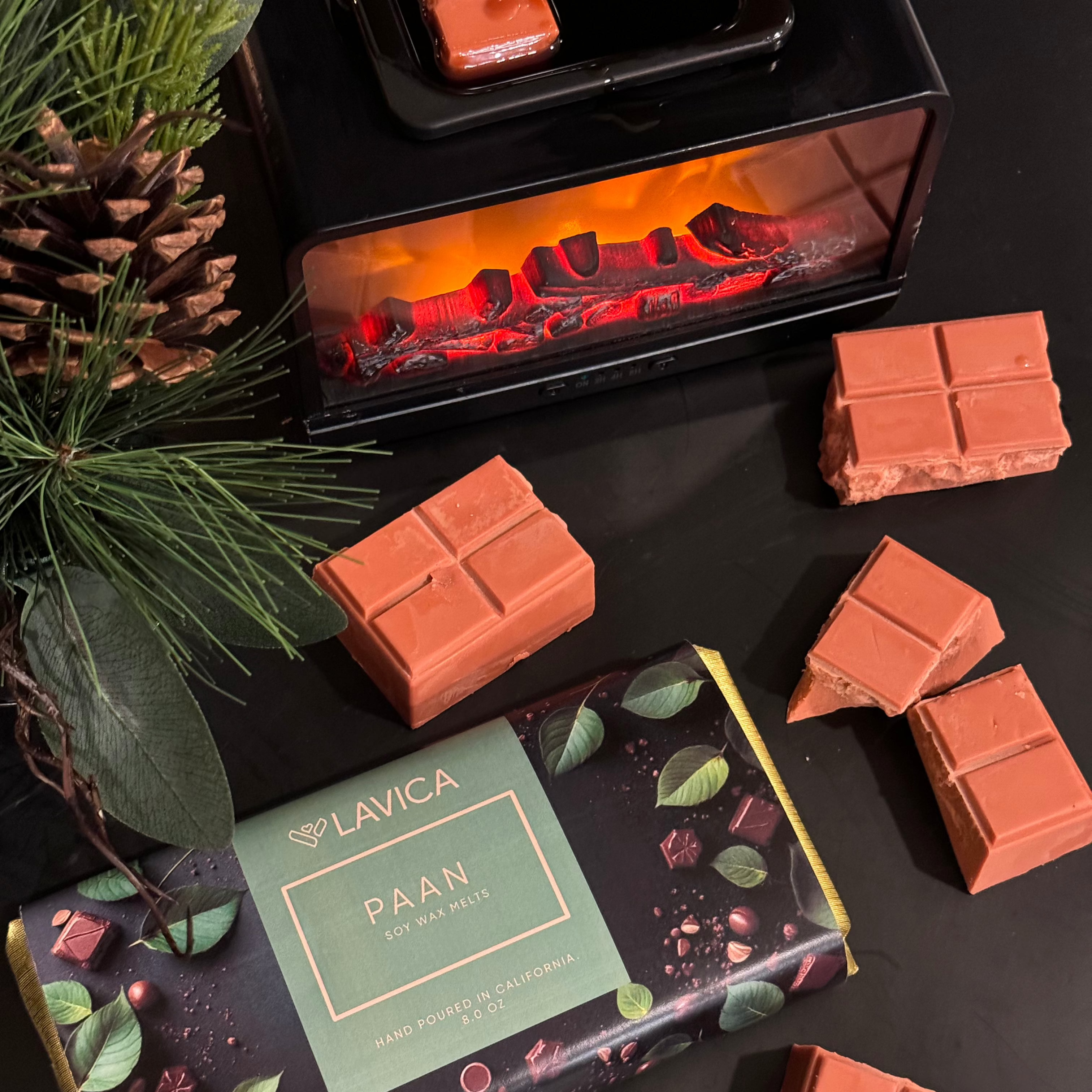 Paan Luxe Gift Set: Chocolate-Style Paan Wax Melts with Wax Melter