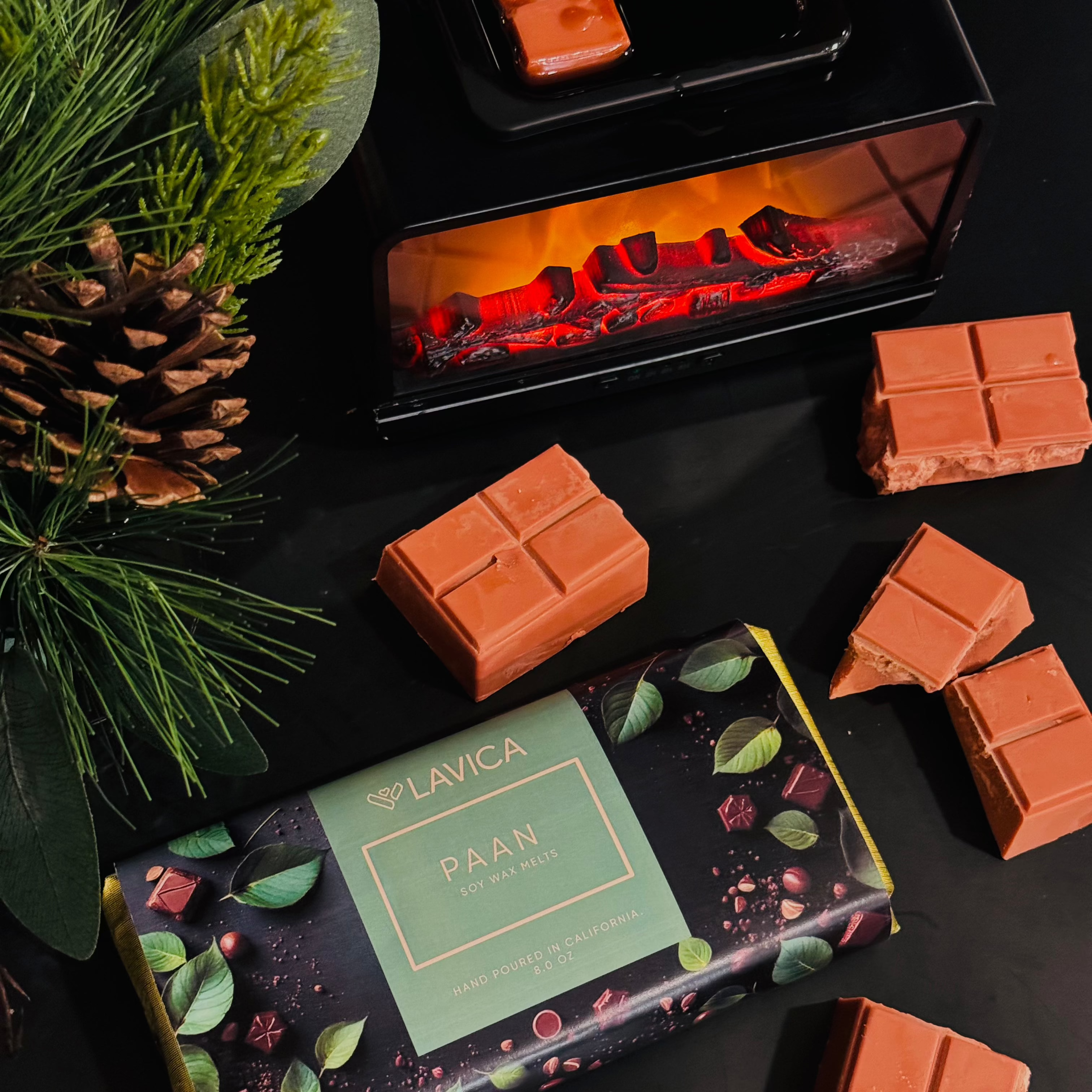 Paan Luxe Gift Set: Chocolate-Style Paan Wax Melts with Wax Melter